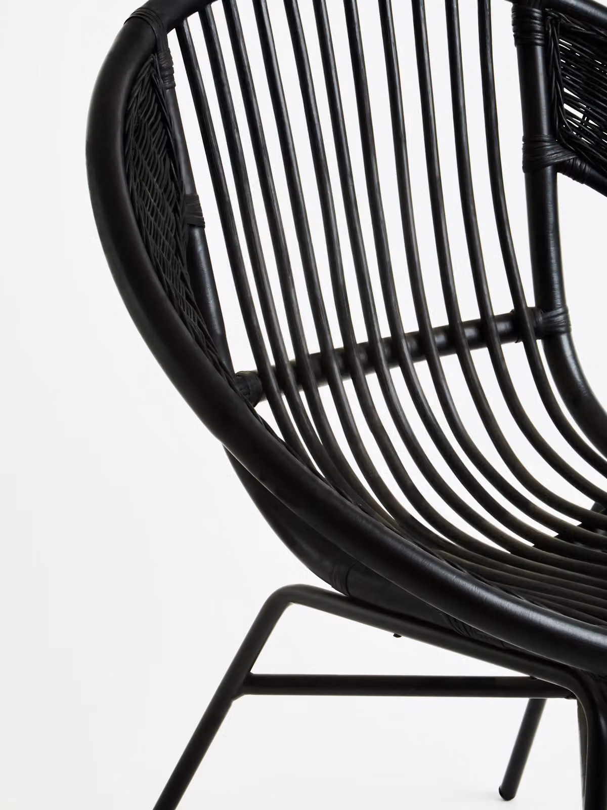 Orsina Black Natural Rattan and Metal Armchair – 3