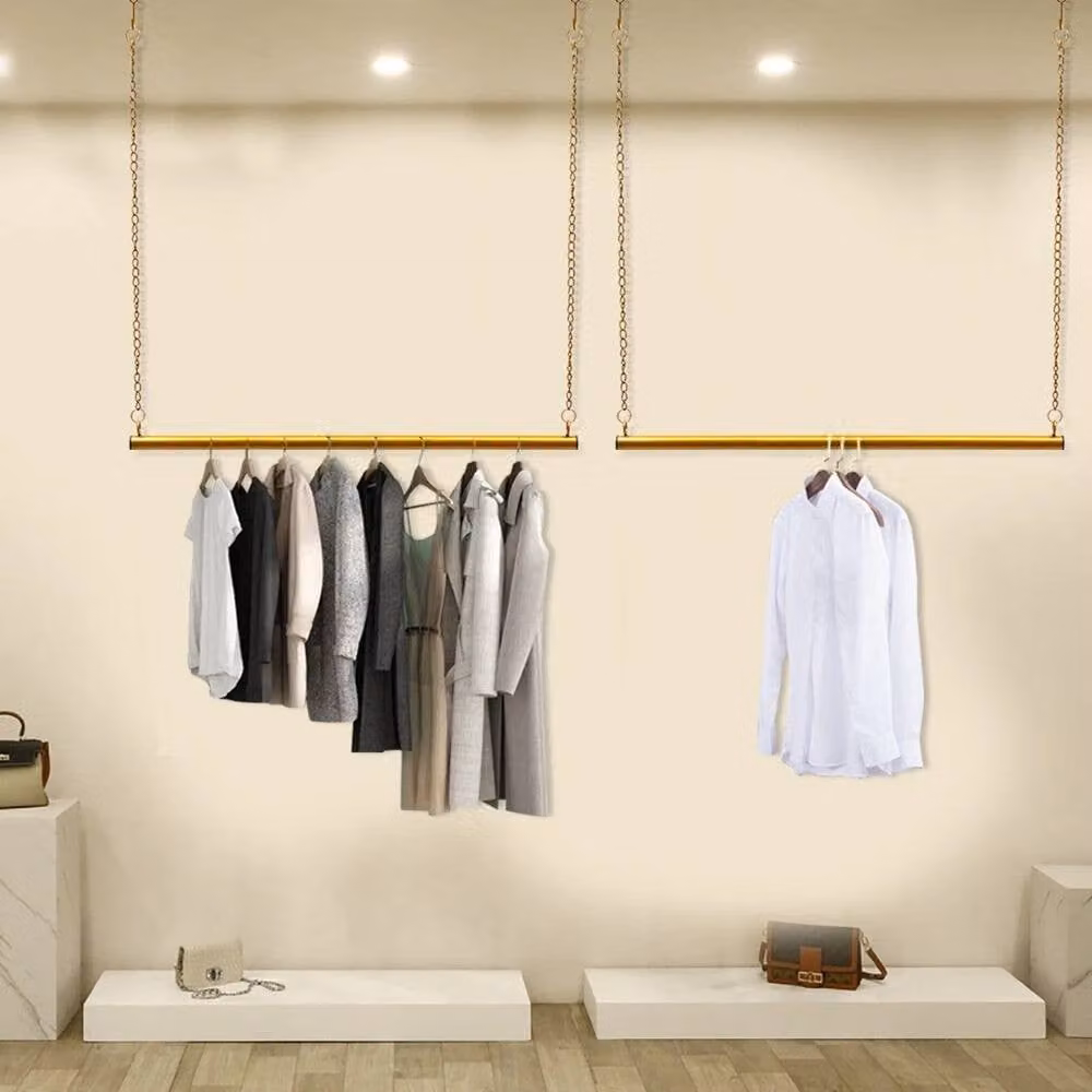 VOGREX Gold Iron Chain Clothing Display Rack Stand, 2-Piece Set – 2