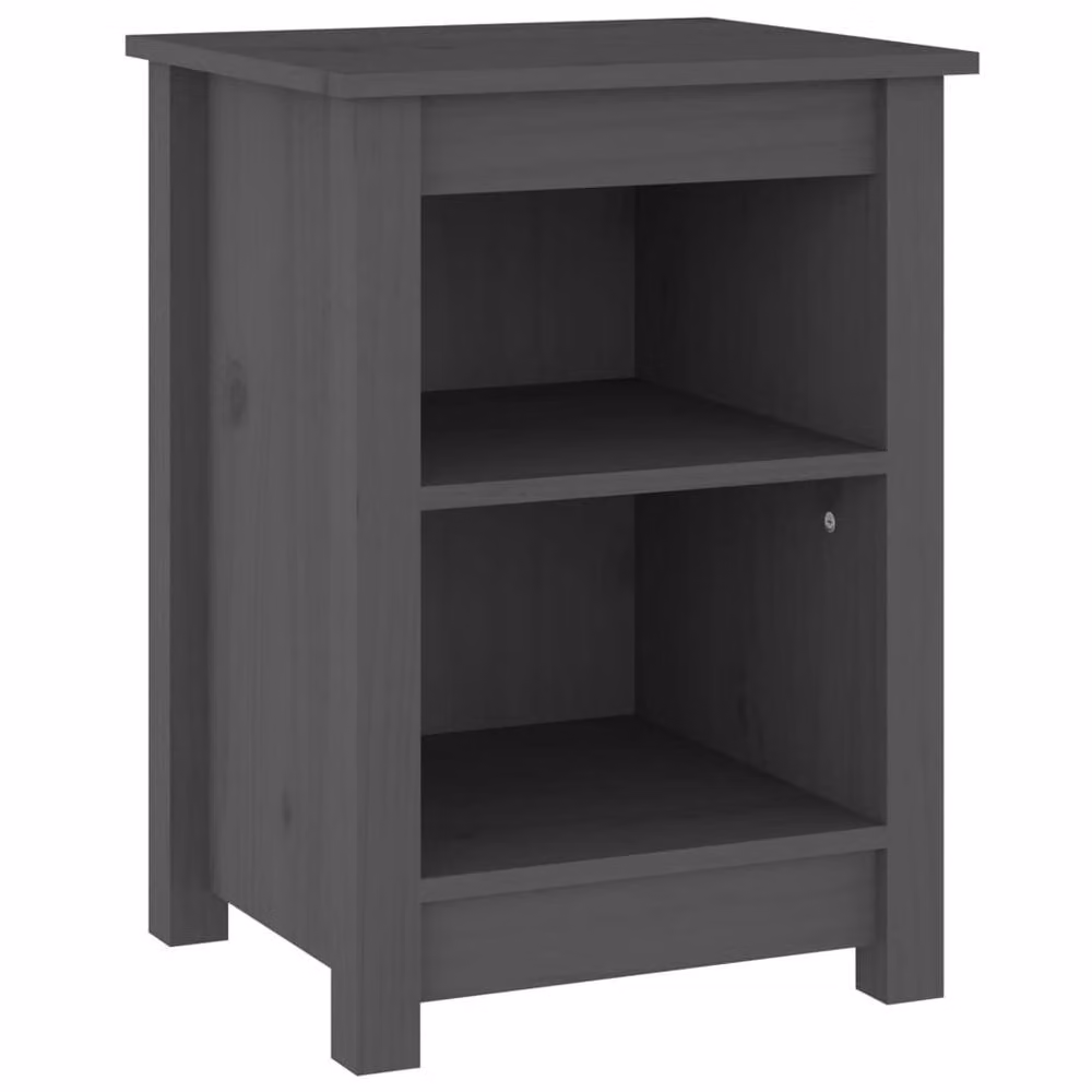 Berkfield Home Beautiful Bedside Cabinet in Grey Solid Wood Pine, W/D/H: 40 x 35 x 55 cm – 3