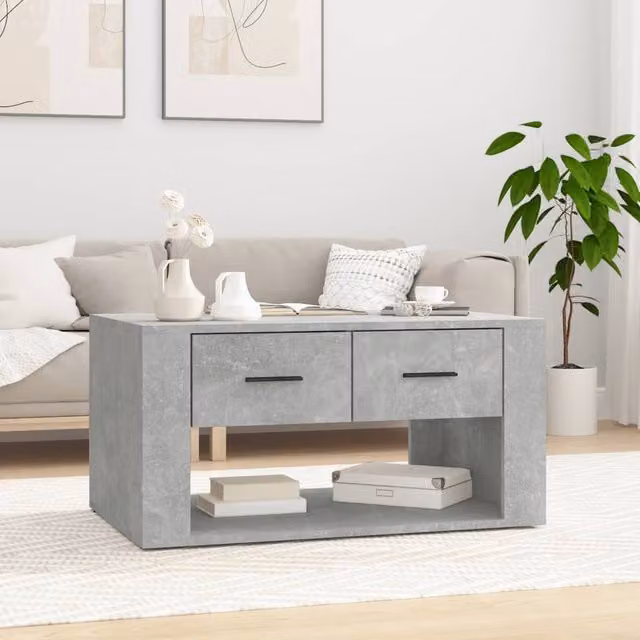 Berkfield Home Concrete Grey Coffee Table, W: 80 cm, D: 50 cm, H: 40 cm