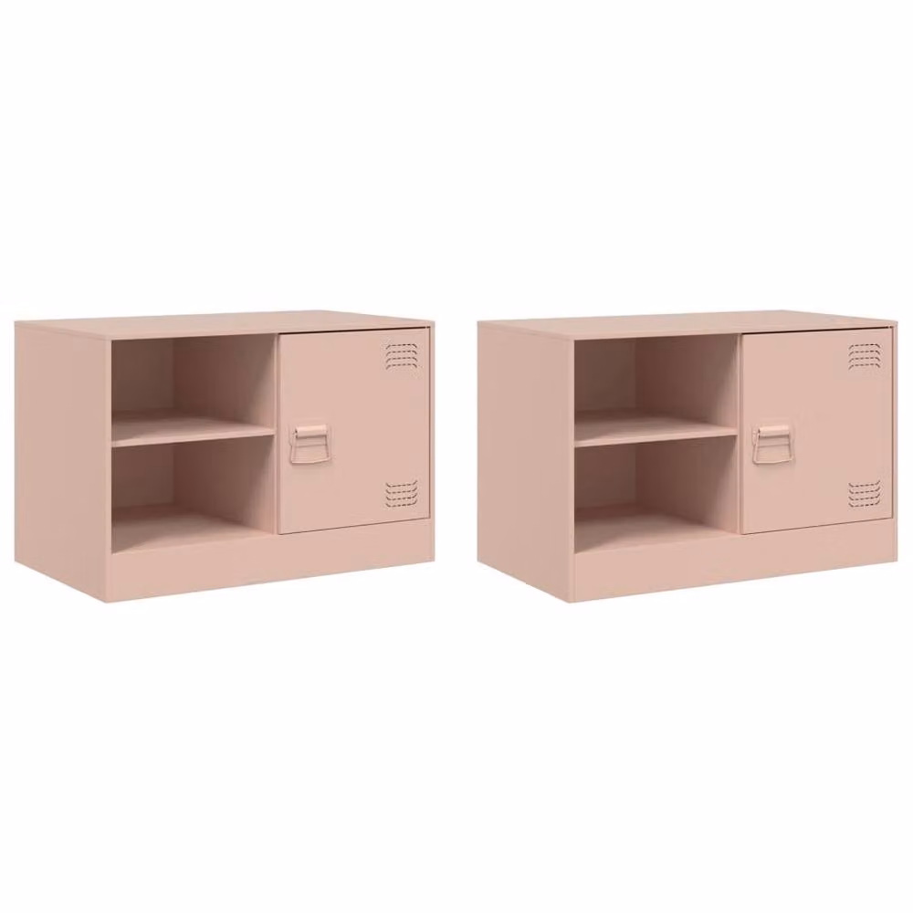Berkfield Home Set of 2 Pink Metal TV Cabinets, W/D/H: 67 x 39 x 44 cm – 3