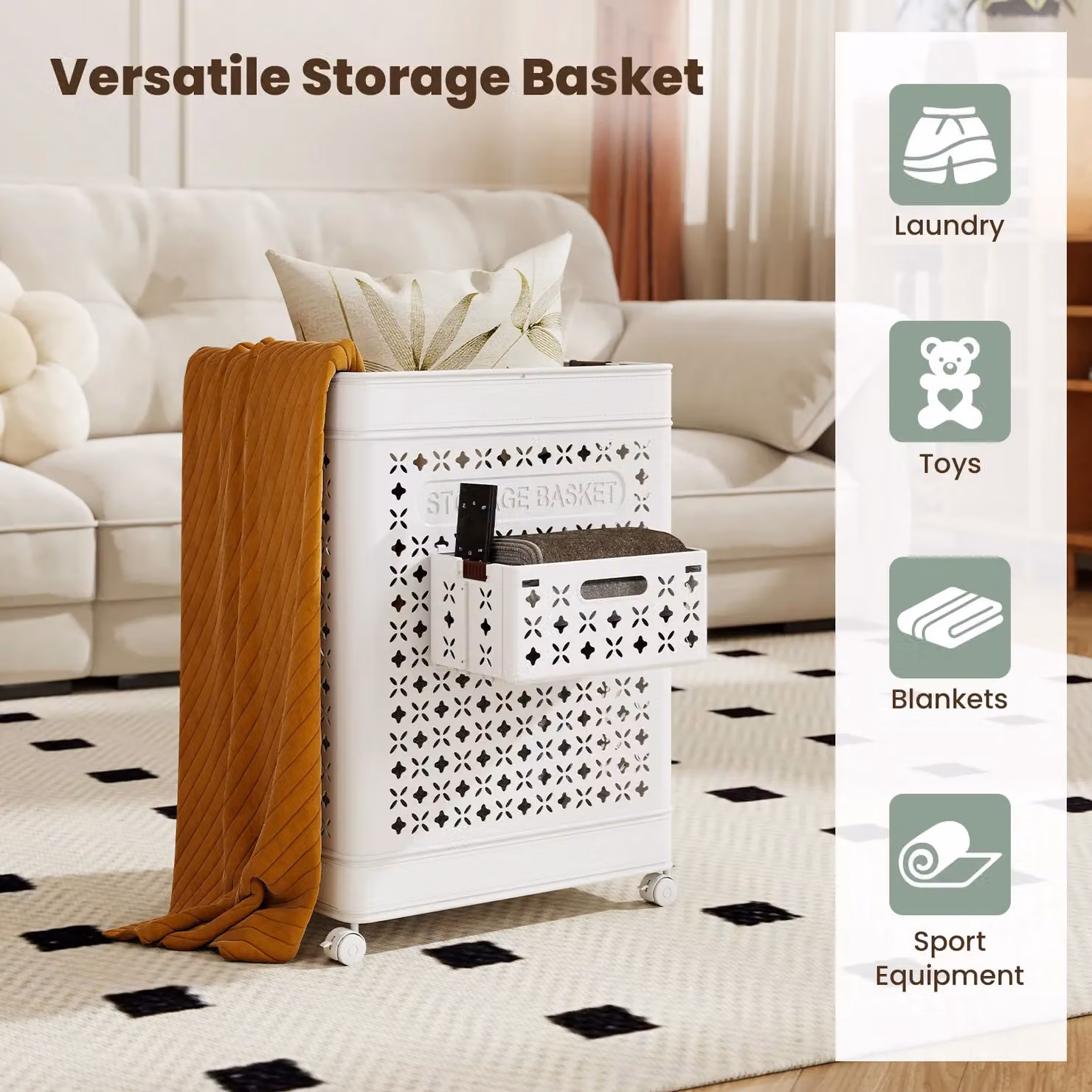 Gymax Collapsible 75 L Laundry Basket with Handles in White – 2