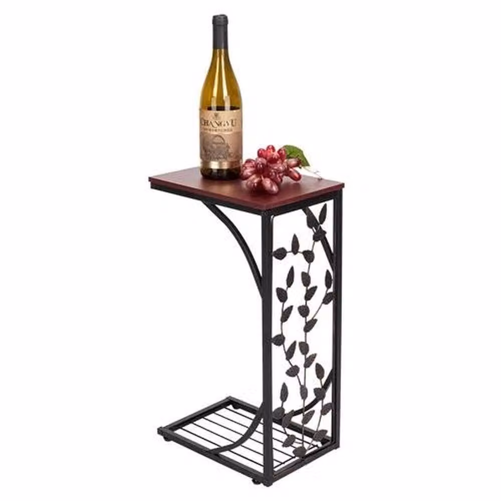 FORGEVIO Modern Geometric Wood and Metal Side Table in Brown and Multicolour – 3