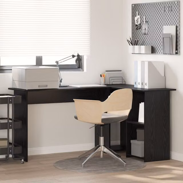 Berkfield Home Black Oak Corner Desk in Black Engineered Wood