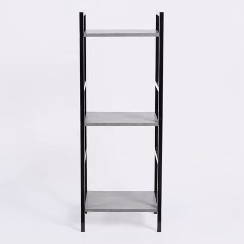 OHS Manhattan 3 Tier Ladder Shelving Unit in Matt Grey, W/D/H: 80 x 24 x 80 cm – 2