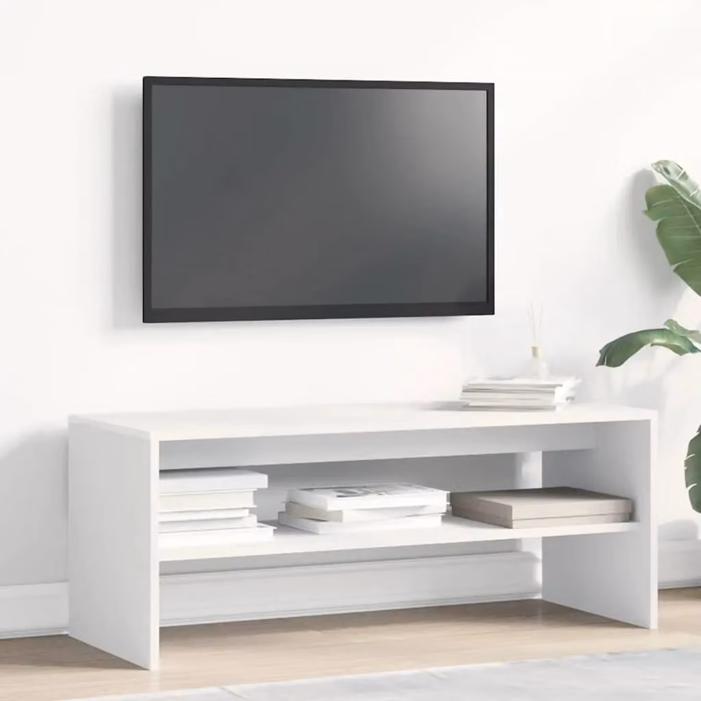 Berkfield Home White TV Cabinet in Engineered Wood, W/D/H: 100 x 40 x 40 cm – 2