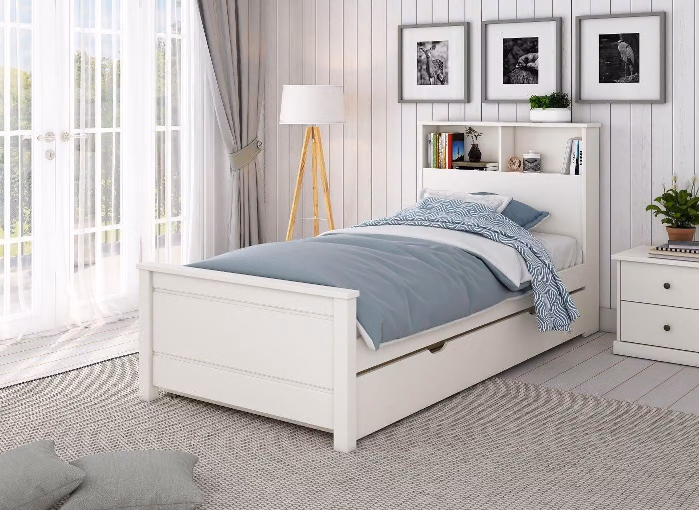 Dreams Northwood Childrens Storage Bed with Trundle in White Lacquered Solid Pine