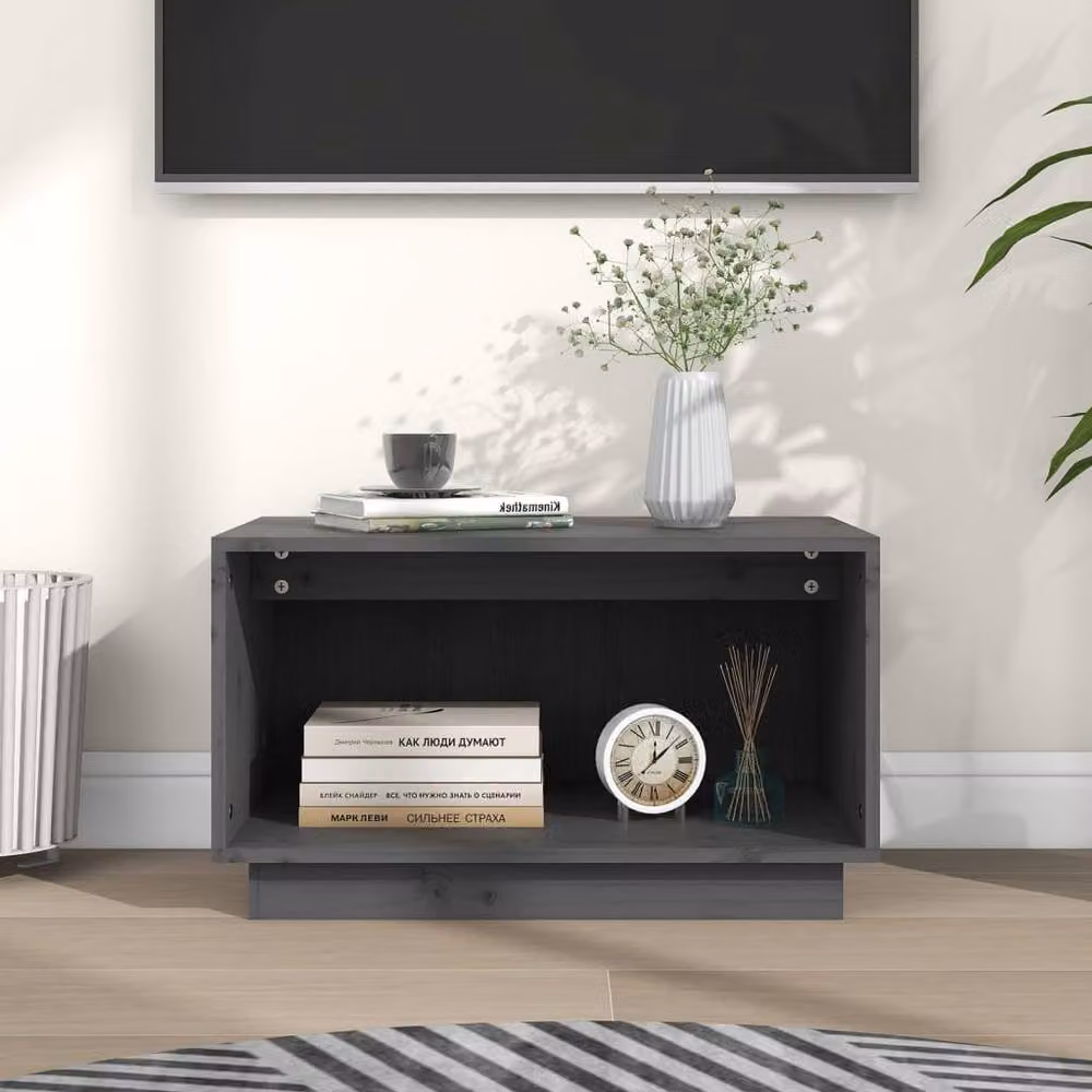 Berkfield Home Grey Rustic Solid Wood Pine TV Cabinet W/D/H: 60 x 35 x 35 cm – 2