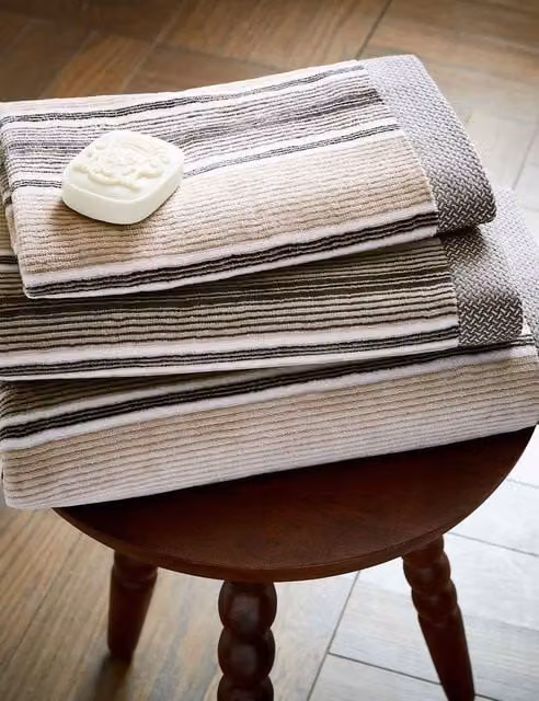 Bedeck of Belfast Florence Striped Cotton Towel in Charcoal Grey and Anthracite Mix