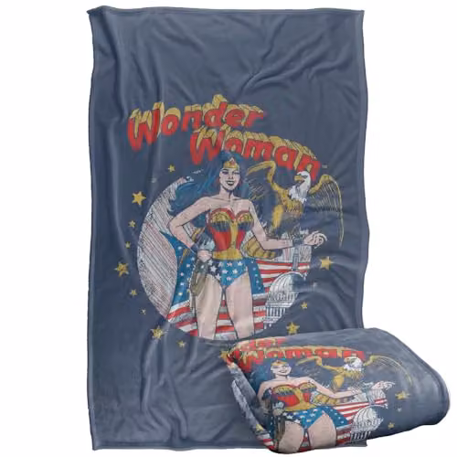 Warner Bros. Justice League At Your Service Super Soft Silky Touch Fleece Throw Blanket, Multicolour