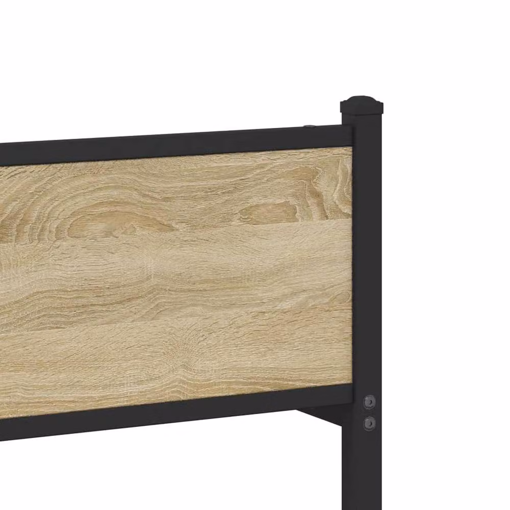 Berkfield Home Metal and Wood Single Bed Frame in Sonoma Oak and Light Brown, W/D/H: 90 x 190 cm – 5