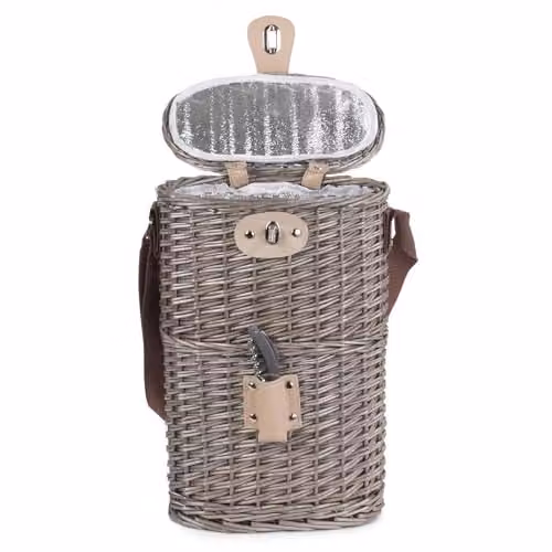 Red Hamper Willow Insulated 2 Bottle Carrier in Red and Brown – 4