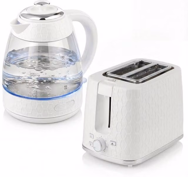 Rolipo Cream Kettle and Toaster Set with 1.7L Capacity and 3000W Power – 1