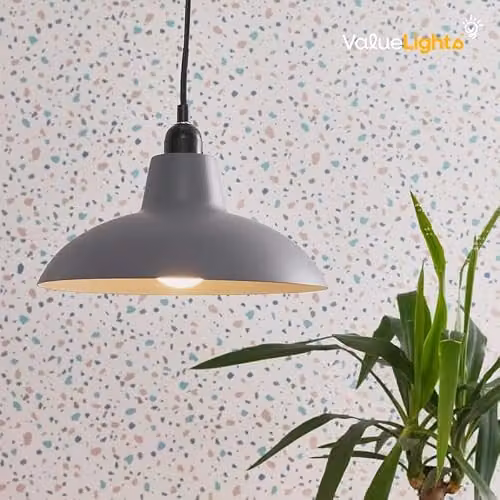 MiniSun Retro Style Grey Metal Dome Ceiling Light Shade, Shade Width: 28.8 cm – 2