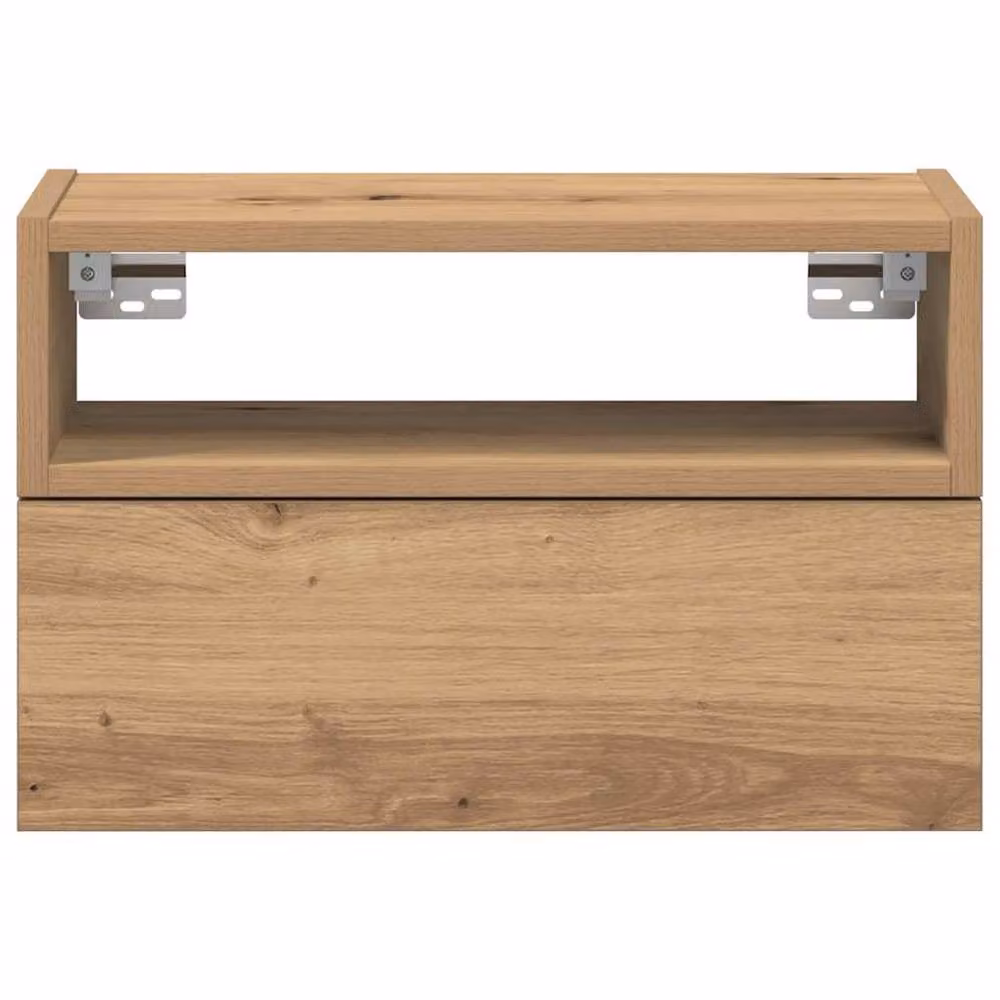 Berkfield Home Artisan Oak Wall-mounted Bedside Cabinets, 2 Pack, Brown, W: 45 cm, D: 26 cm, H: 28.5 cm – 3