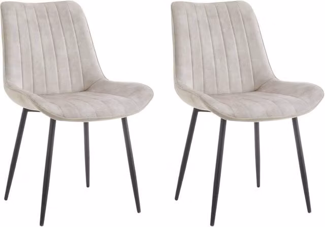 Home Detail Georgia Dining Chair Set of 2, Grey Faux Leather with Cream Accents
