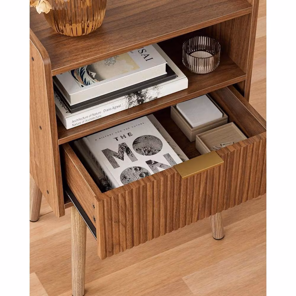 Nordara Modern Wood Bedside Table in Brown, W/D/H: 29 x 70 x 67.5 cm – 4
