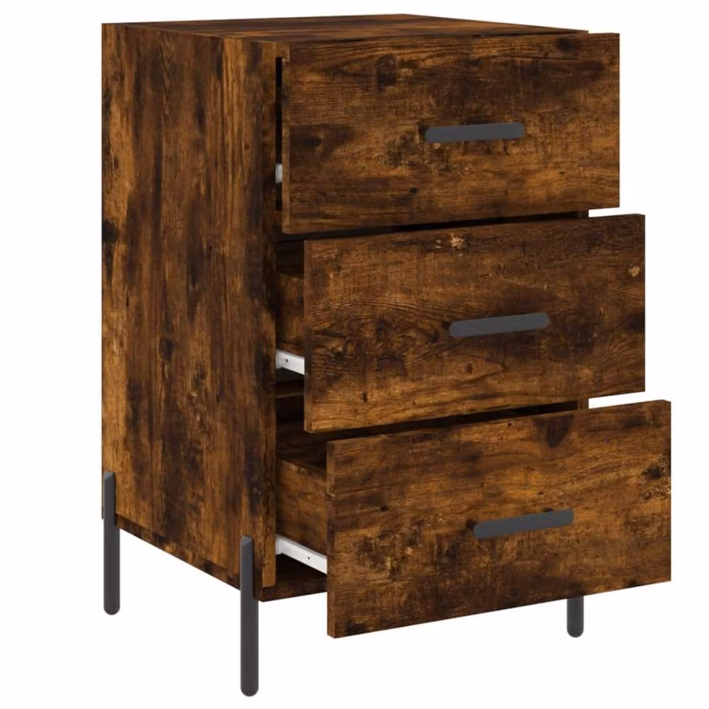 Berkfield Home Bedside Cabinet in Smoked Oak Brown, W/D/H: 40 x 40 x 66 cm – 4