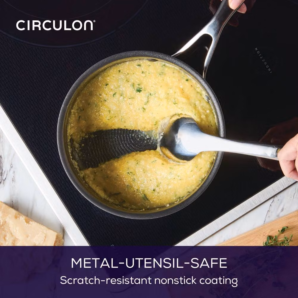 Circulon Silver Stainless Steel Extreme Non Stick Saucepan with Glass Lid, Diameter: 20 cm – 3