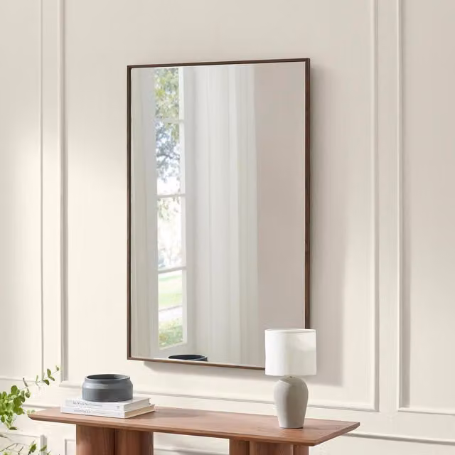 FurnitureboxUK Inga Walnut Wood Rectangular Wall Mirror, Brown, W: 120 cm, H: 80 cm