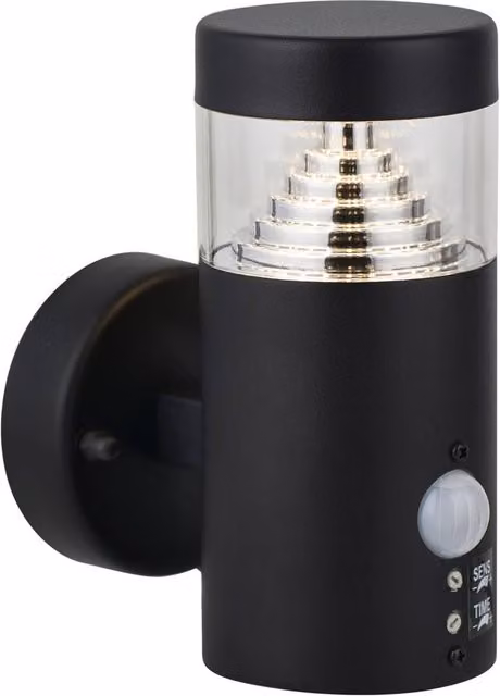 First Choice Lighting Pyramid Black LED Outdoor Motion Sensor Wall Light