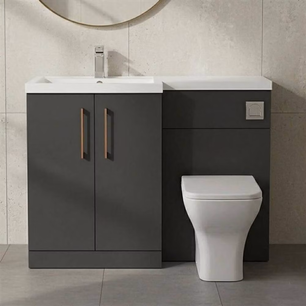 Balterley Modern Left-Hand Vanity and WC Unit Combination in Matt Dark Grey, W: 110 cm, H: 84 cm – 7