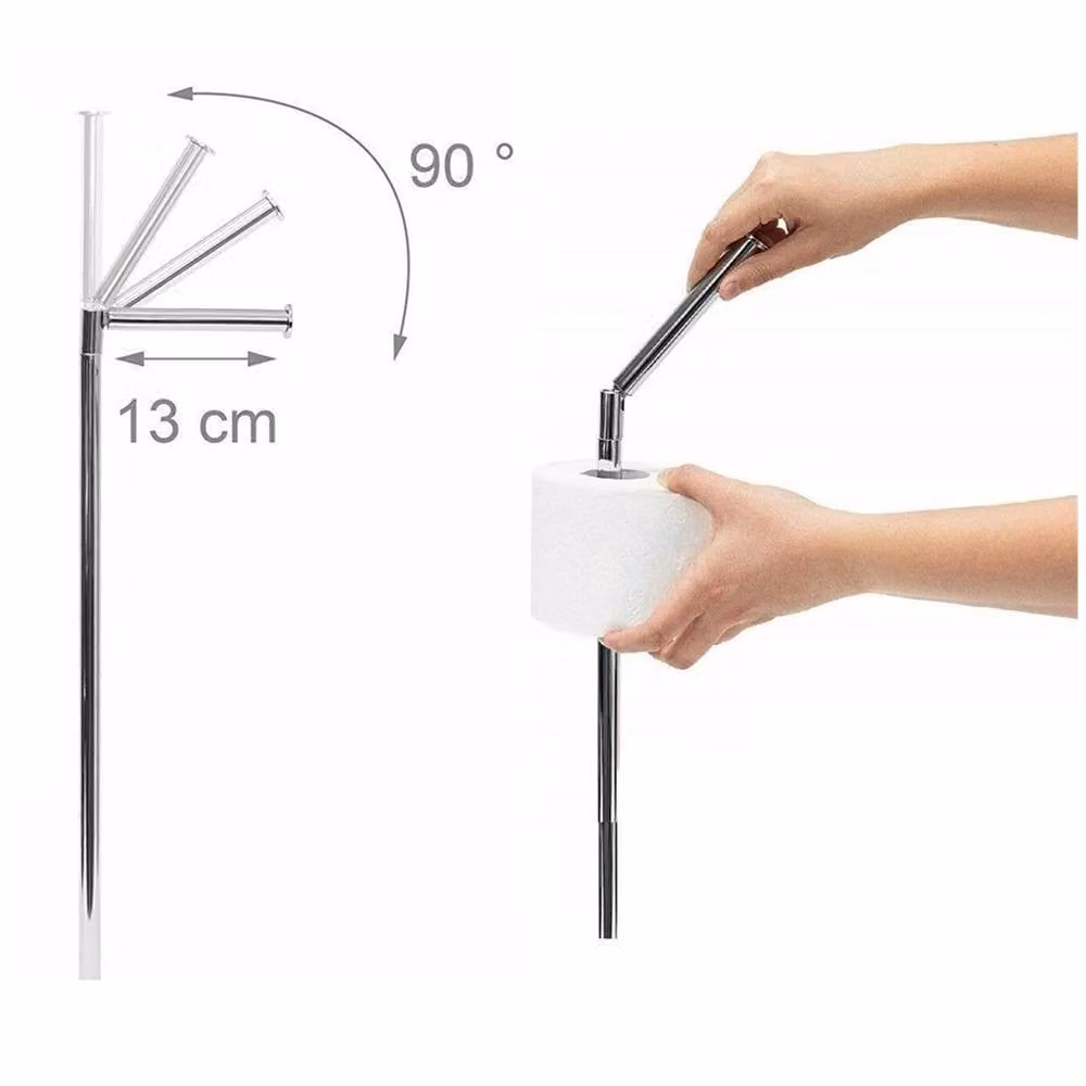 Kelvenix Silver Chrome Freestanding Toilet Roll Holder Stand with Spare Roll Holder – 1