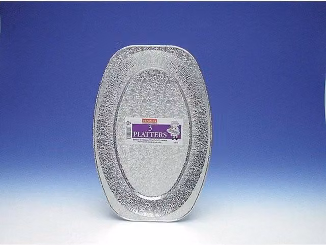 Caroline Silver and Multicolour Foil Platters, Medium, Pack of 3
