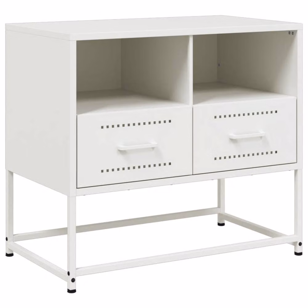 Berkfield Home White Metal TV Cabinet W: 68 cm, D: 39 cm, H: 60.5 cm – 3