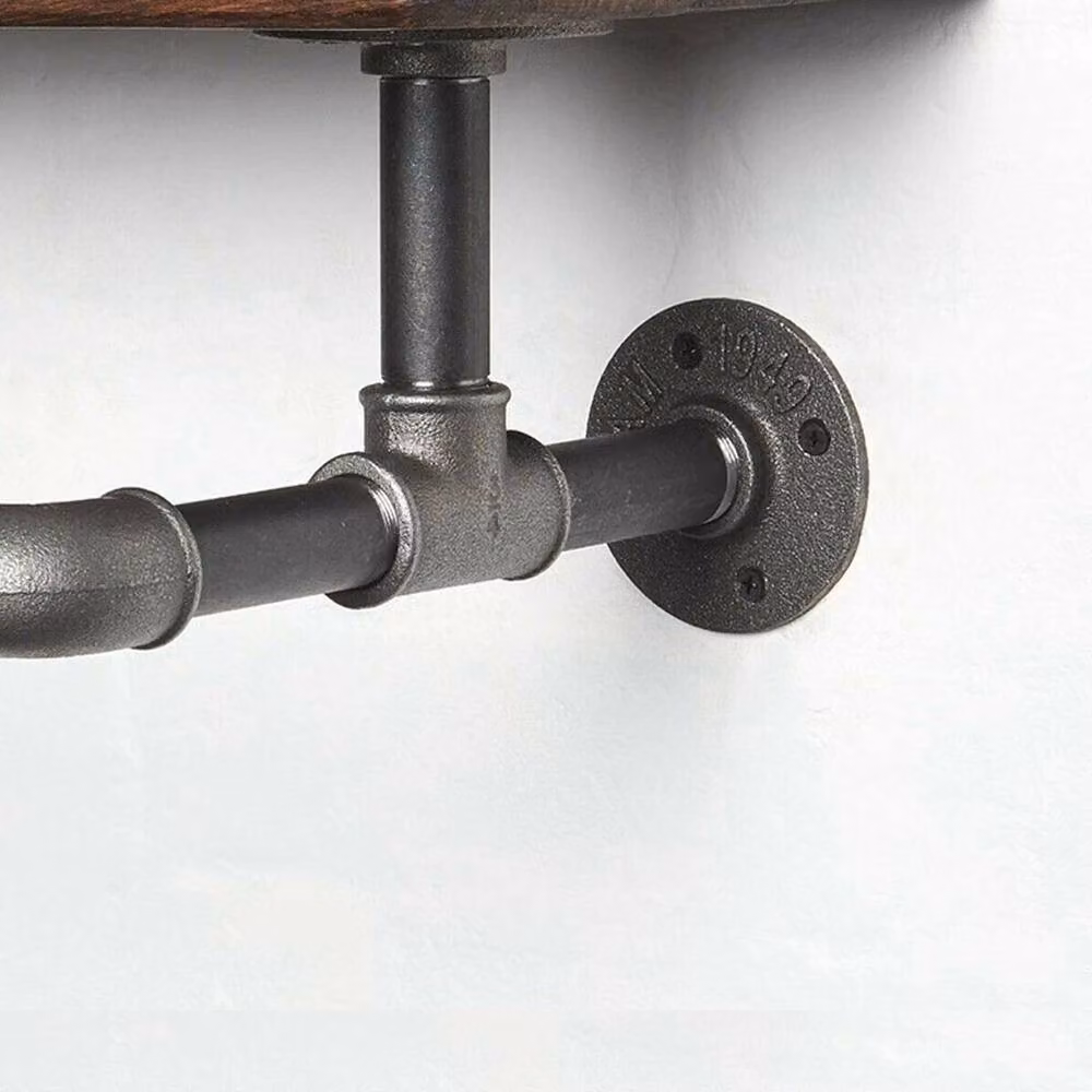 KORVIXA Industrial Style Clothes Rail in Natural Wood and Metal, W/D/H: 50 x 31 x 20 cm – 3