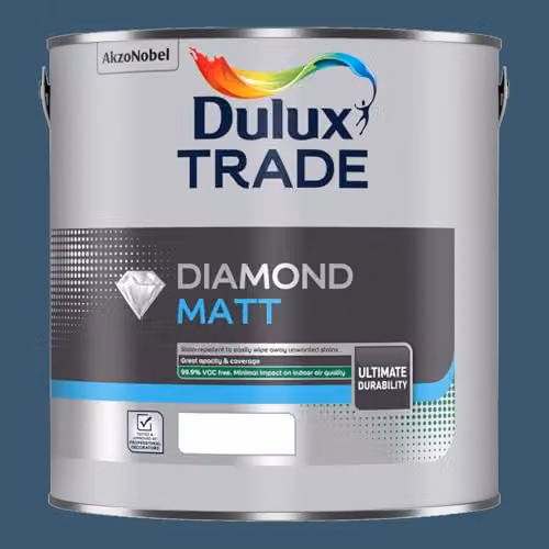 Dulux Trade Diamond Matt Interior Paint in Indigo Shade Blue, 2.5l