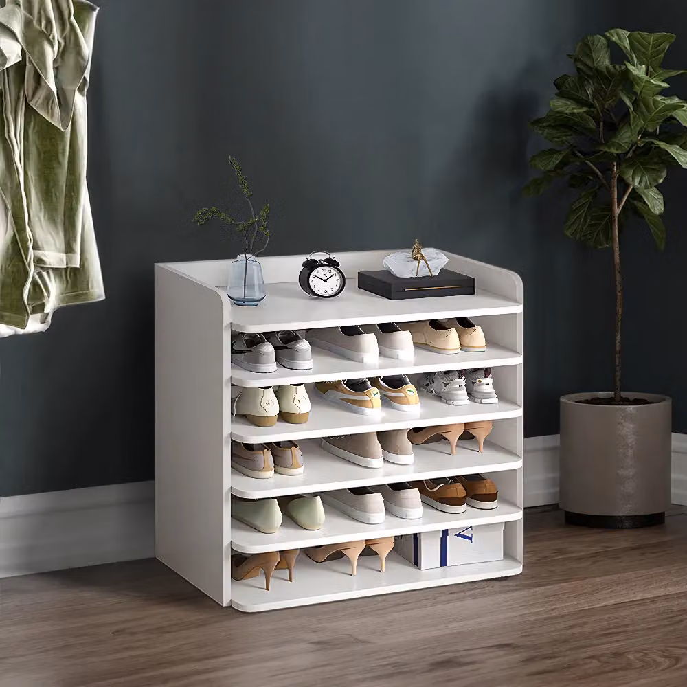 Living and Home 6-Tier Wooden Shoe Cabinet in White, Width: 62 cm – 2
