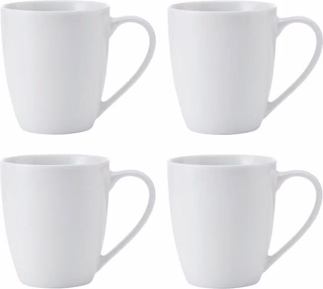 Mikasa Chalk Porcelain Mugs, Set of 4, 380ml, White – 1