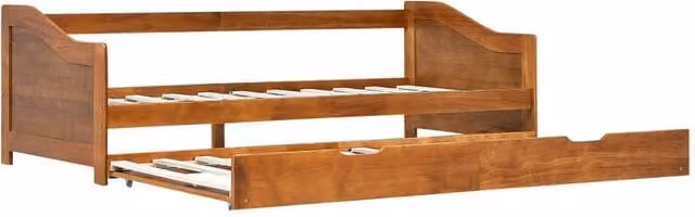 Berkfield Home Pull-out Sofa Bed Frame in Brown Lacquered Solid Pine, W/D/H: 90 x 200 cm – 1