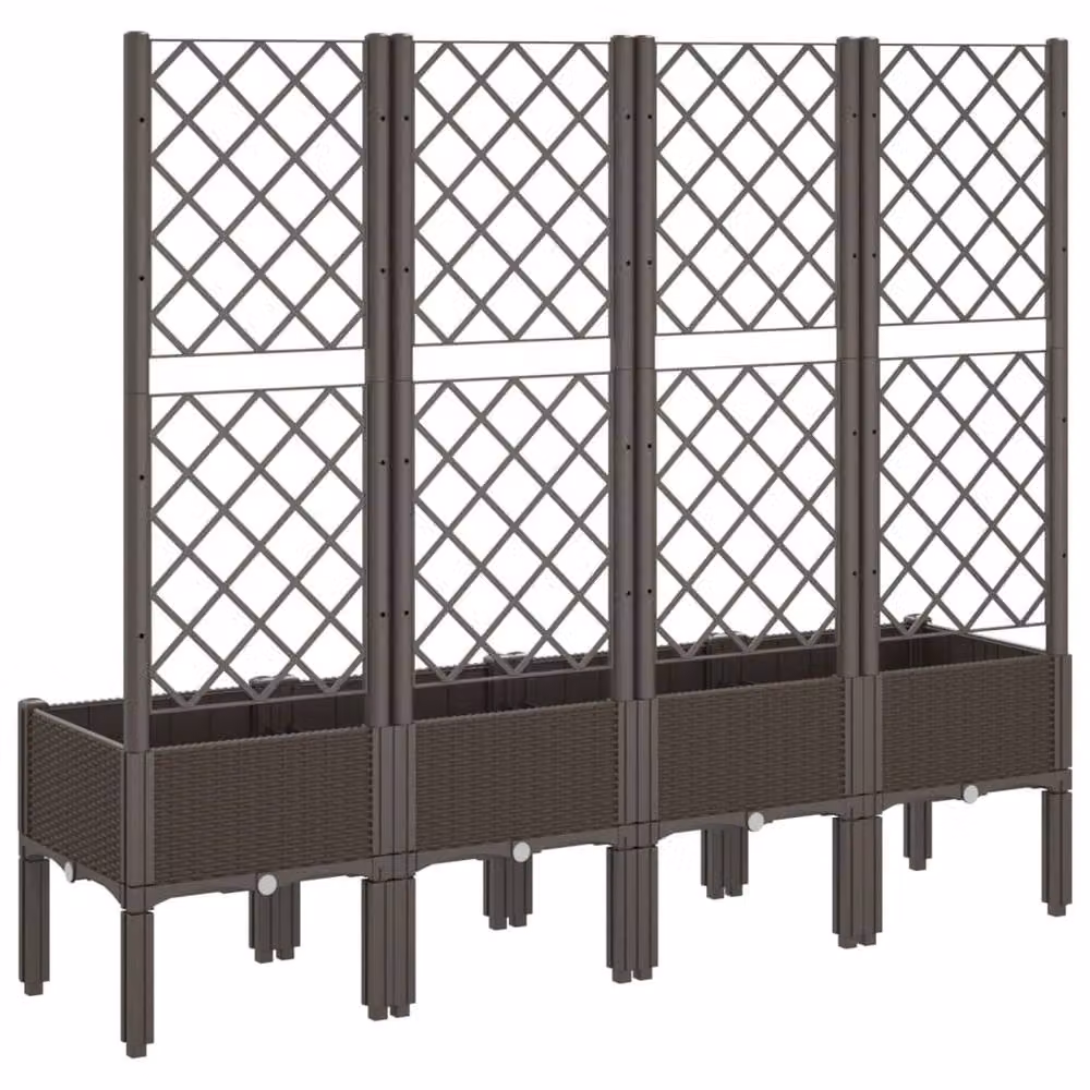 Berkfield Home Garden Planter with Trellis in Brown, W/D/H: 160 x 40 x 142 cm – 5