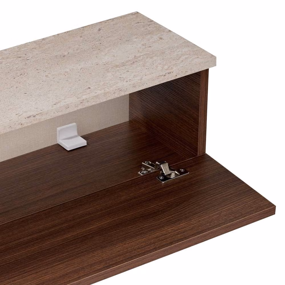 CALICOSY ROY Wall-Mounted TV Unit with 2 Drop-Down Doors in Walnut Brown, Width: 160 cm – 3