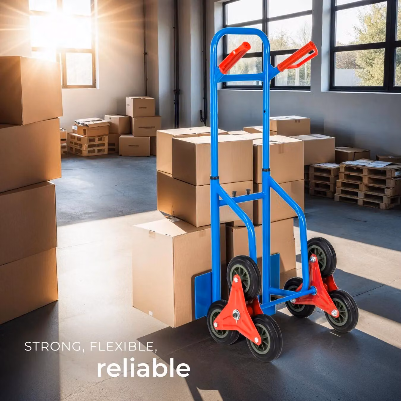 tectake Blue Steel Stair Climber Sack Barrow with 200 kg Loading Capacity – 6