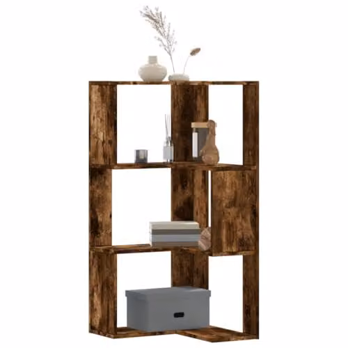 vidaXL 3-Tier Corner Bookcase in Brown Engineered Wood, W/D/H: 50 x 50 x 102 cm