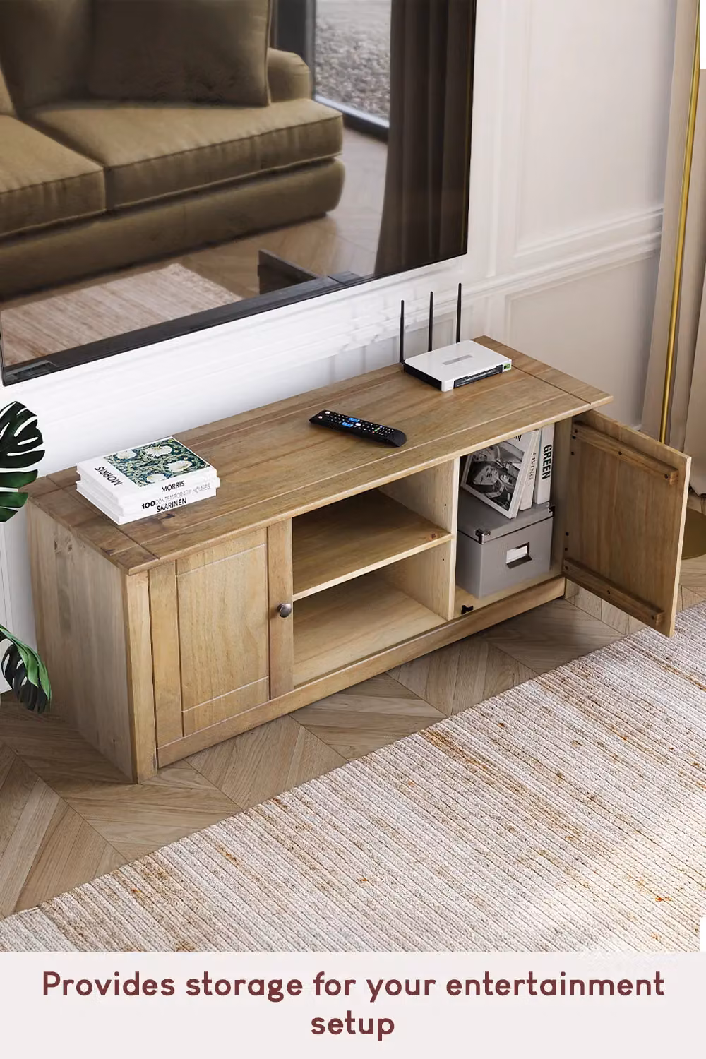 Vida Designs Panama Brown 2 Door 1 Shelf TV Stand Unit for up to 55 inch Screens – 4