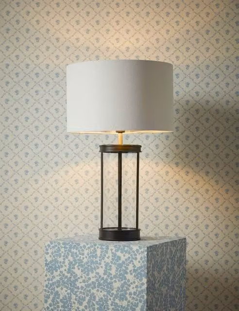 Laura Ashley Harrington Small Table Lamp in Black with White Fabric Shade