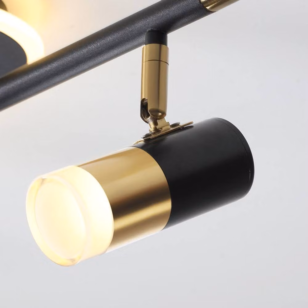 NIVOR 4-Light Dimmable LED Ceiling Track Lighting with Adjustable Spotlights in Black and Gold/Brass – 6