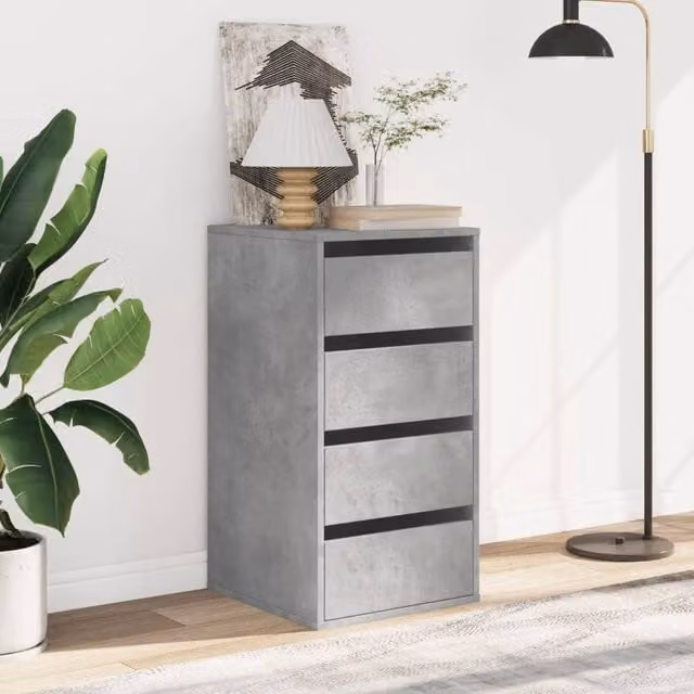 Berkfield Home Classic Corner Chest of Drawers in Concrete Grey, W/D/H: 40 x 41 x 76 cm