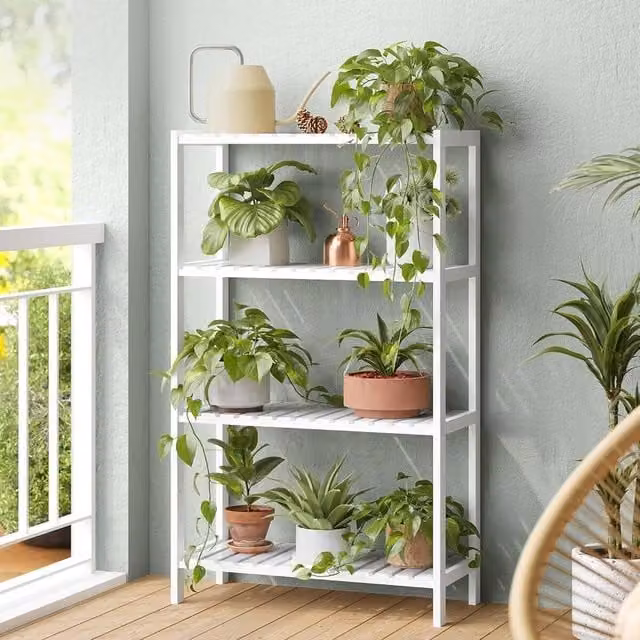 The Bazaarist 4 Tier Bamboo Freestanding Storage Shelf Organizer in White – 1