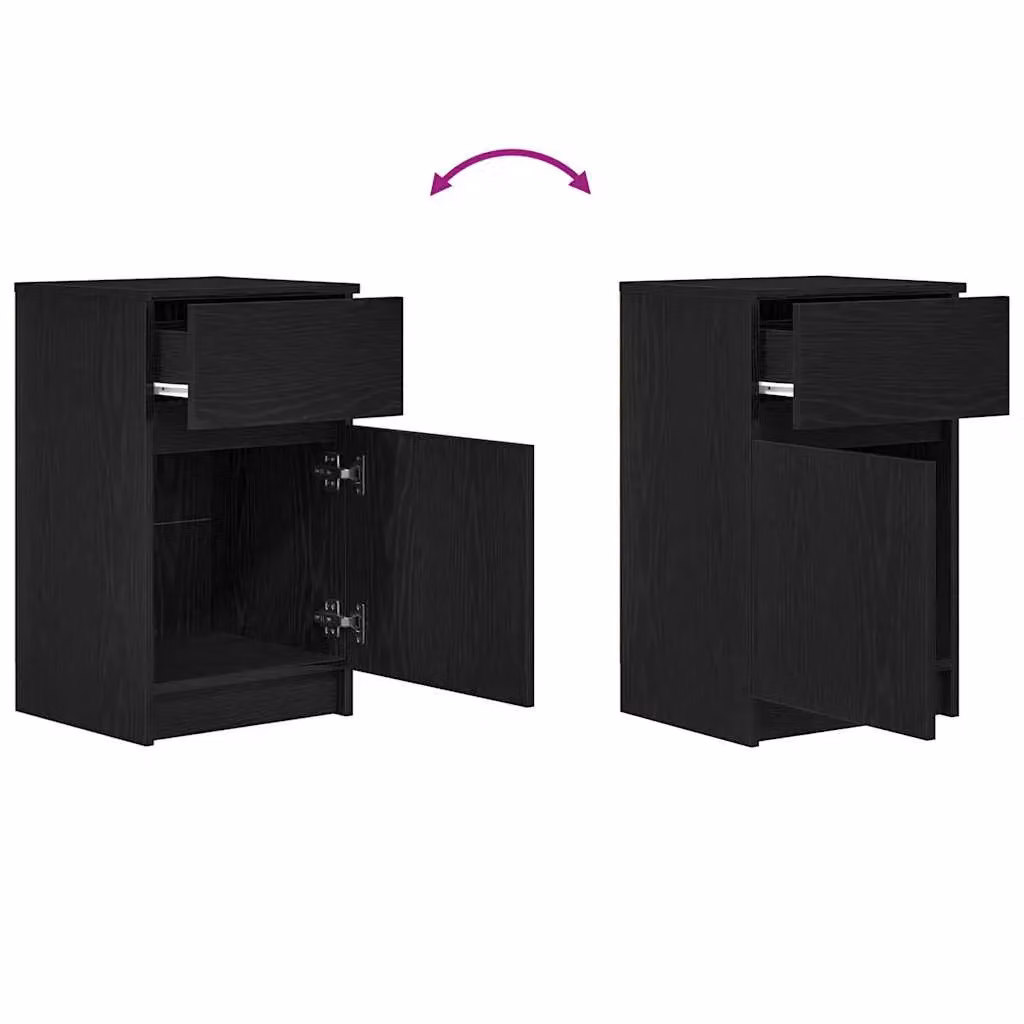 Berkfield Home Black Modern Bedside Cabinet in Engineered Wood W: 39 cm, D: 35 cm, H: 65 cm – 6