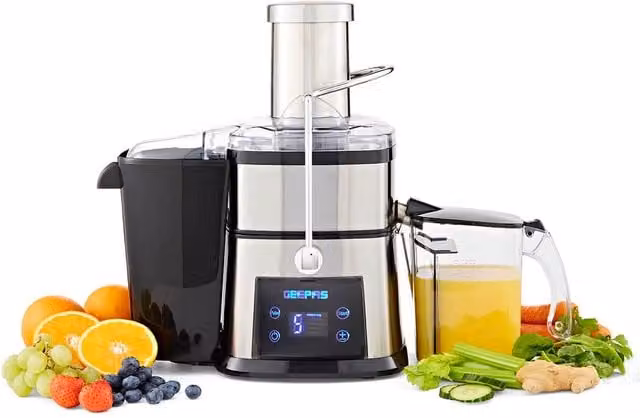 Geepas Digital Centrifugal Juice Extractor in Silver, 800W with 1L Jug and 5 Speed Touch Control – 1