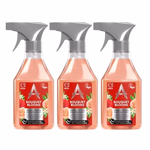Astonish Disinfectant Spray Bouquet Blooms, Red and Pink, 3 x 550ml