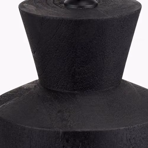 Ruma Mango Wood Contemporary Table Lamp with Black Linen Drum Shade – 3