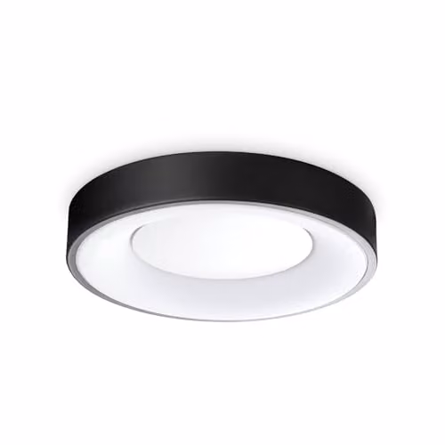 Ideal Lux Planet Integrated LED Semi Flush Ceiling Light in Black, 1550Lm, 3000K Warm White – 1