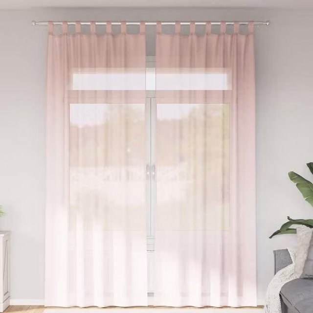 Berkfield Home Pink Voile Fabric Panel Curtains with Rod Pockets, 2 Pack