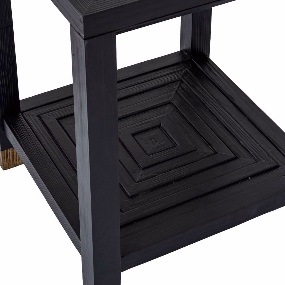 Lemon Pavilion Furniture and Decor Lennox Side Table, Black Wood, W: 50 cm, D: 50 cm, H: 65 cm – 3